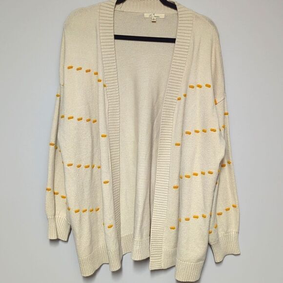 Les Serein Cream and Yellow Open Front Cardigan - Picture 1 of 5